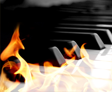 Notes de piano en feu